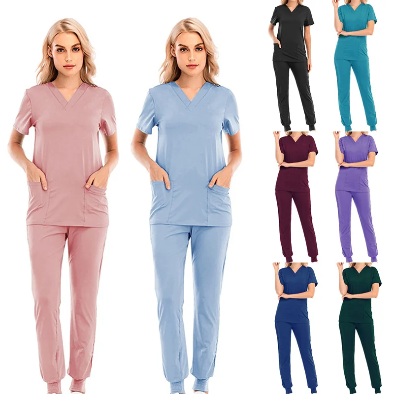 Multicolor Unisex Short Sleeved Phary Nurse Uniform Hospital Doctor Workwear Oral Dental Surgery Uniforms Medical Scrubs Sets