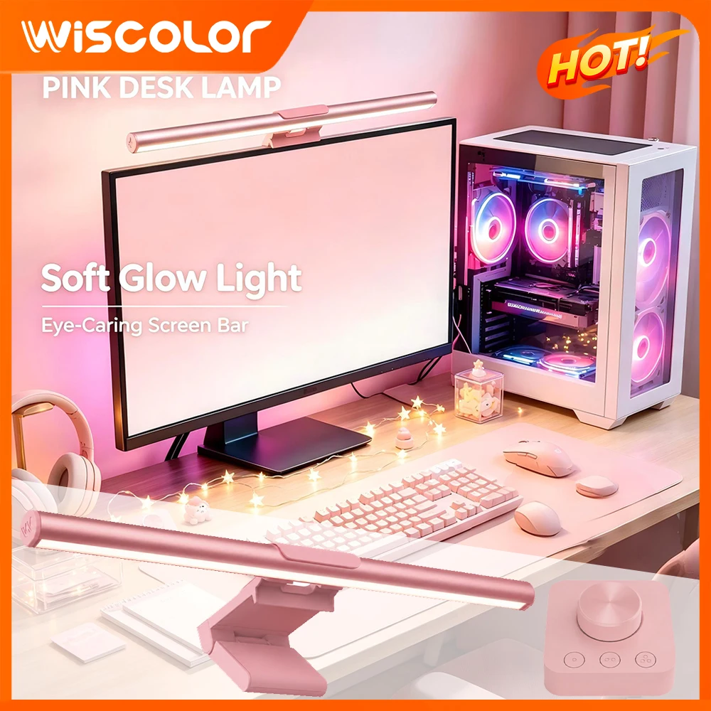 Accessories For Your Gaming Room - RGB-Lichtleiste Monitor Rosa LED-Leuchten PC-Bildschirmleiste Dimmbare