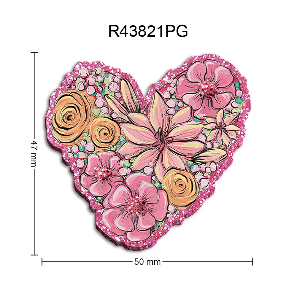 

5pcs Leopard Love Heart Charms DIY Color Sheets Chunky Glitter Acrylic for DIY Craft Pieces Hairbow Embellishment