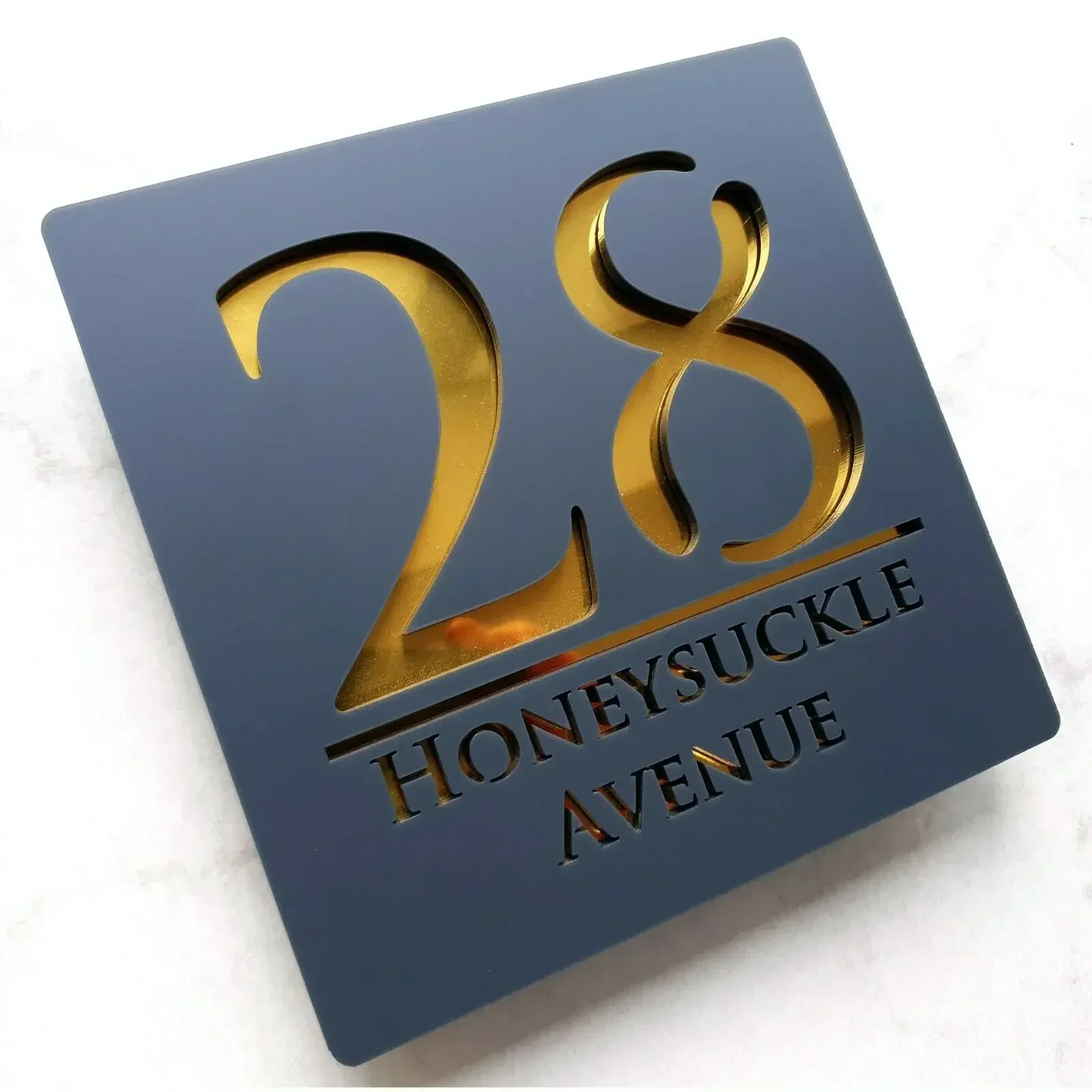 Laser Cutting House Signs Arcylic Plaque with Mirror Effect Backing Panel Customized Door Number Signs Address Plaques