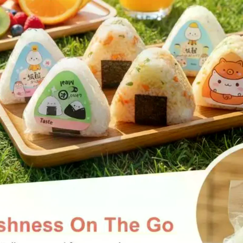 Triangle Sushi Rice Ball Bag 100pcs Japanese Disposable Food Grade Onigiri Packaging for Office Lunch Picnic Party Supplies