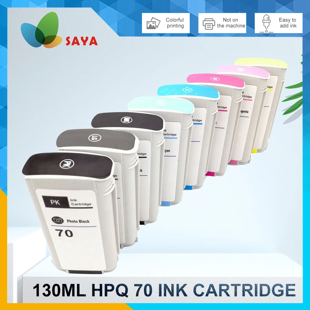 

Saya Compatible HP 70 Ink Cartridges Full Ink For HP70 Printhead C9404A C9405A C9406A C9407A Designjet Z2100 Z5200 Z3100 Z3200