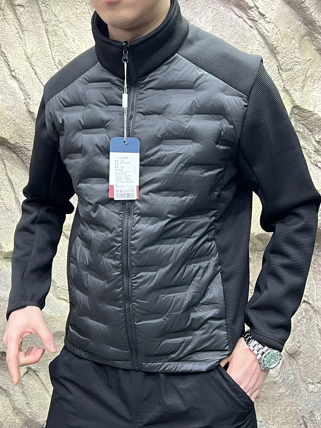 Men's Outdoor Windproof Warm Stand Collar down Jaet Inner  Pred Gel Anti-Drift Polyester Fiber Long Sve Coat