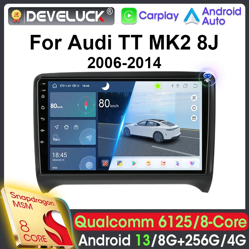 

2 Din Android 13 Car Radio Qualcomm SM6125 9" For Audi TT MK2 8J 2006 - 2014 Car Intelligent Systems Stereo 4G GPS Carplay Auto