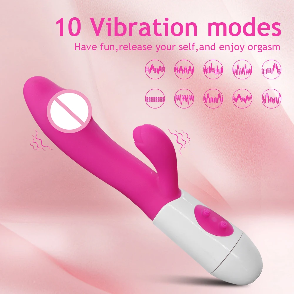 30 Vibration Modes G Spot Rabbit Vibrator Silicone Clitoral Vaginal Dual Stimulator Waterproof Female Adult Sex Toy Massager