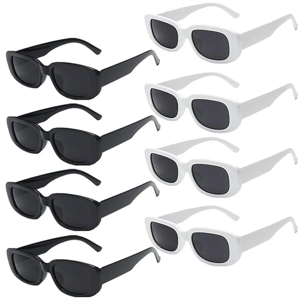 1-10pcs Small Rectangle Party Sunglasses White Black Vintage Narrow Square Y2K Glasses for Women Men