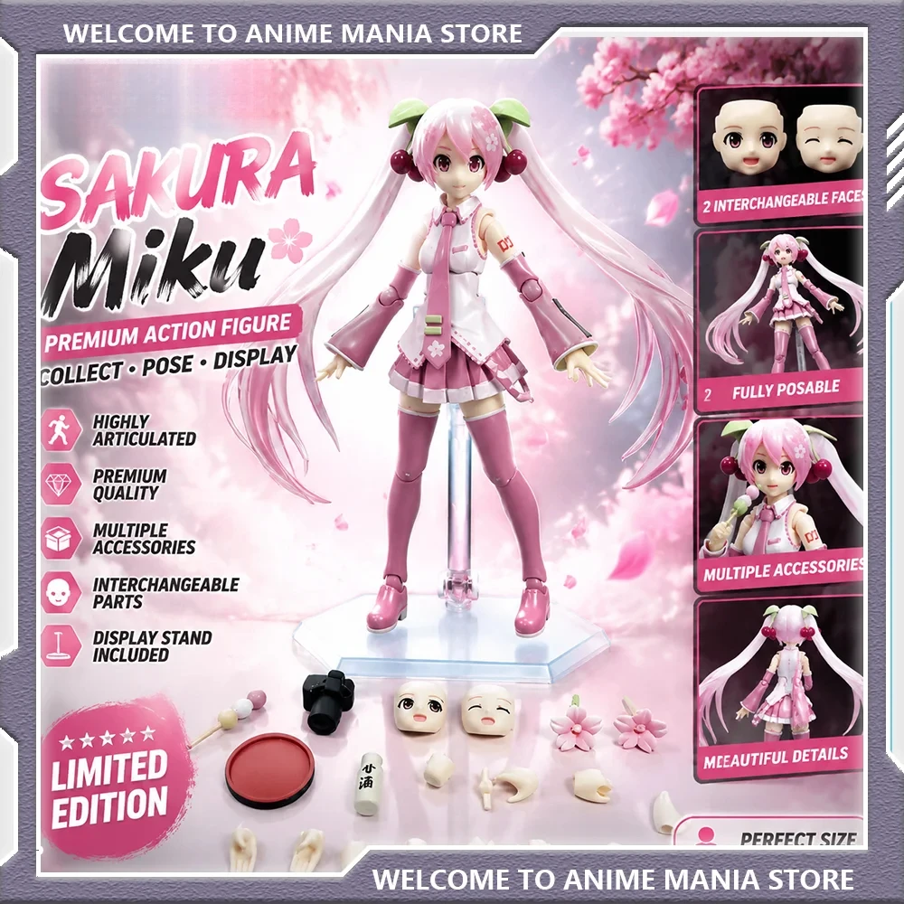 

New KO Sakura Hatsune Miku Action Figure 061EX Deluxe Version 1/12 Scale PVC Anime Collectible Model Interchangeable Parts Gift