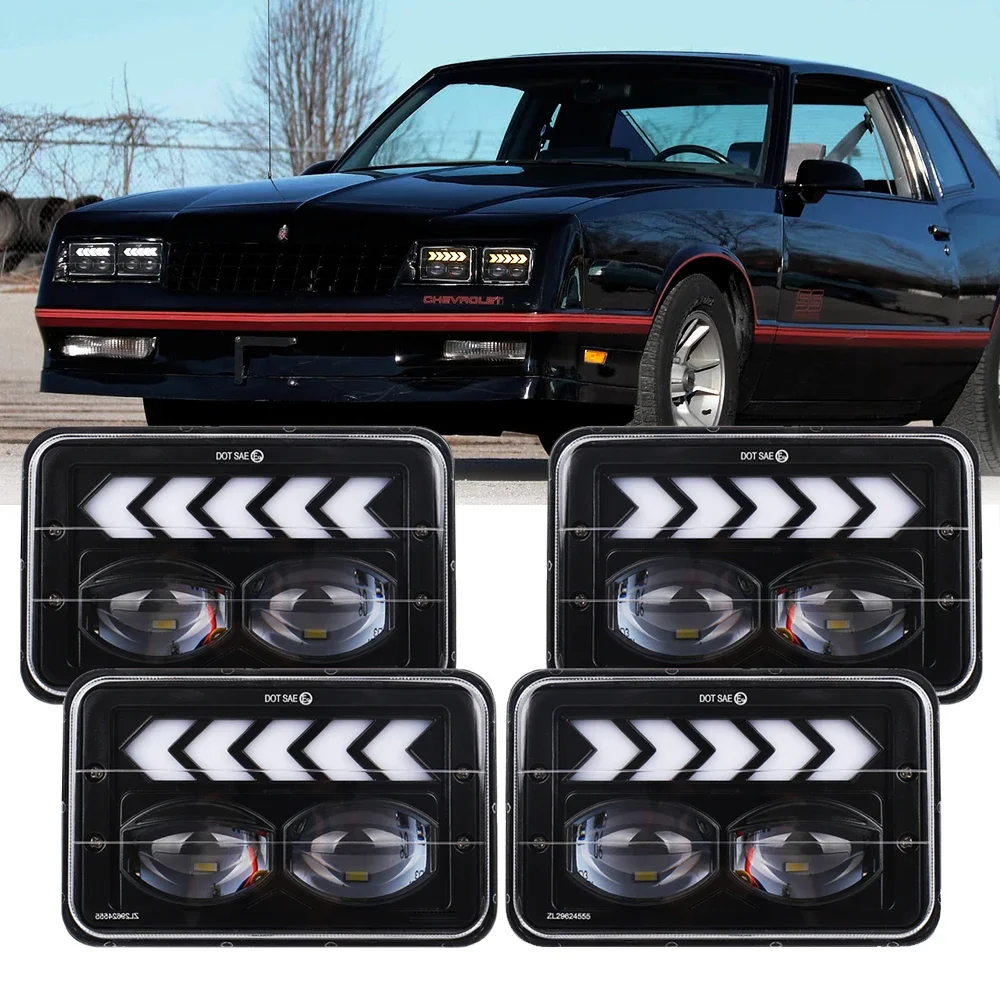 

4 Pcs Headlights Rectangular H4656 H4651 4652 H4652 H4666 H6545 4651 for-Jeep-Wrangler-Freightliner-Kenworth-Peterbilt