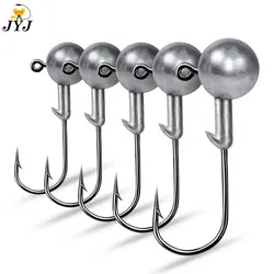 JYJ 10pcs 1g 2g 3.5g 5g 10g 20g 25g crank Jig head hook fishing hook head Jig lure hard bait soft worm jig hook for fishing