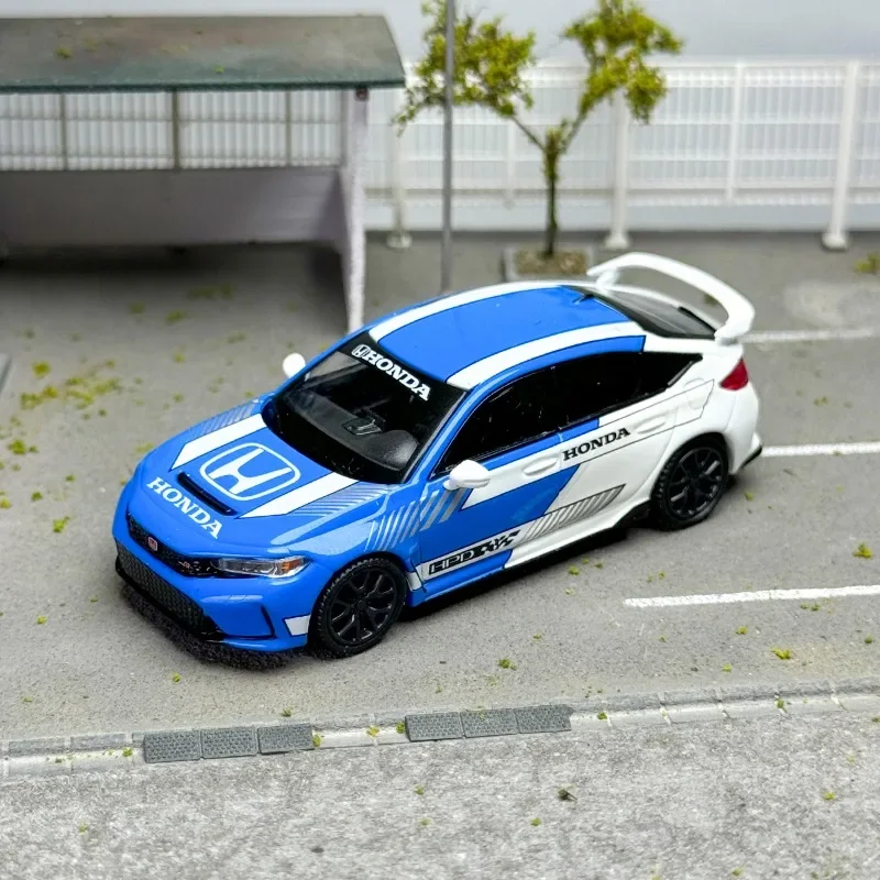 Minigt Schaal 1/64 Honda Civic Type R #3 2023 Tempo Auto Blauw Legering Motorvoertuig Diecast Metalen Model Geschenken