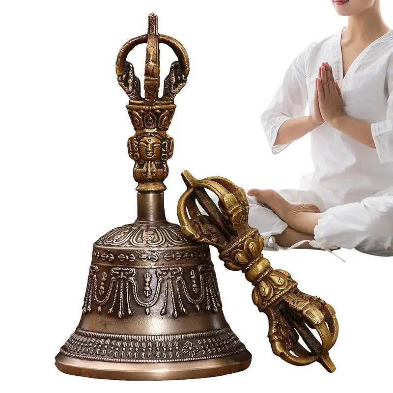 

Altar Bell Mini Tibetan Bell Bajra Set Dharma Object Handbells Dorje Vajra Musical Instruments Altar Singing Bowl For Spiritual