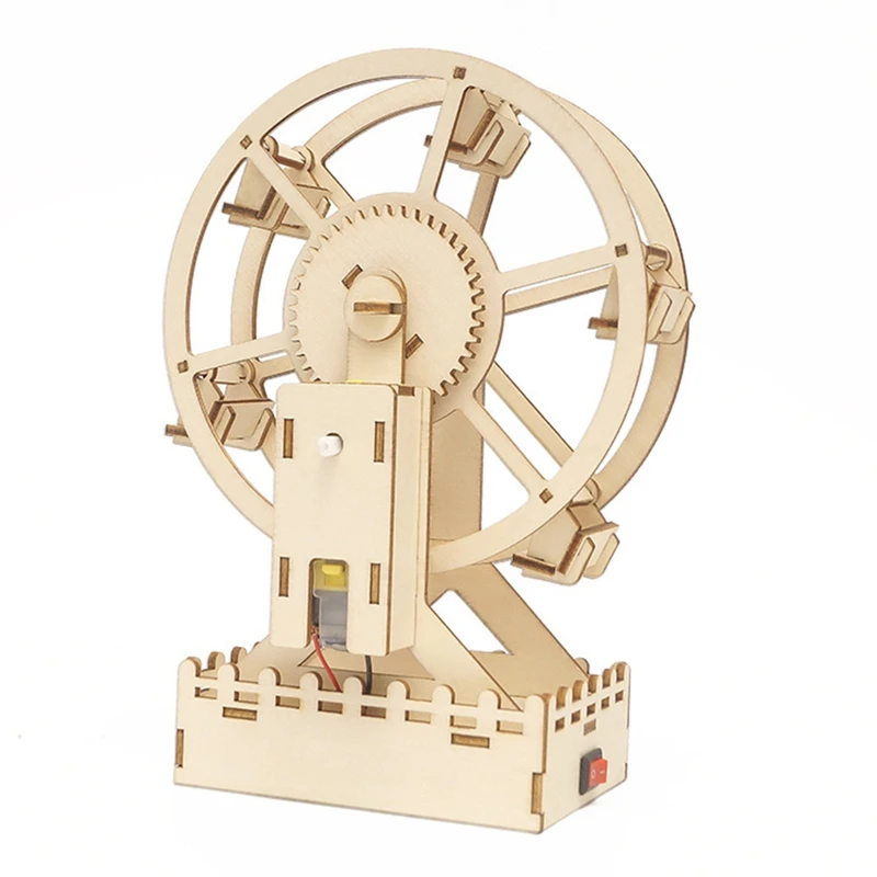 

DIY Rotatable 3D Wooden Puzzle Ferris Wheel Making Model Electronic Science Experiment Production Kit For Children