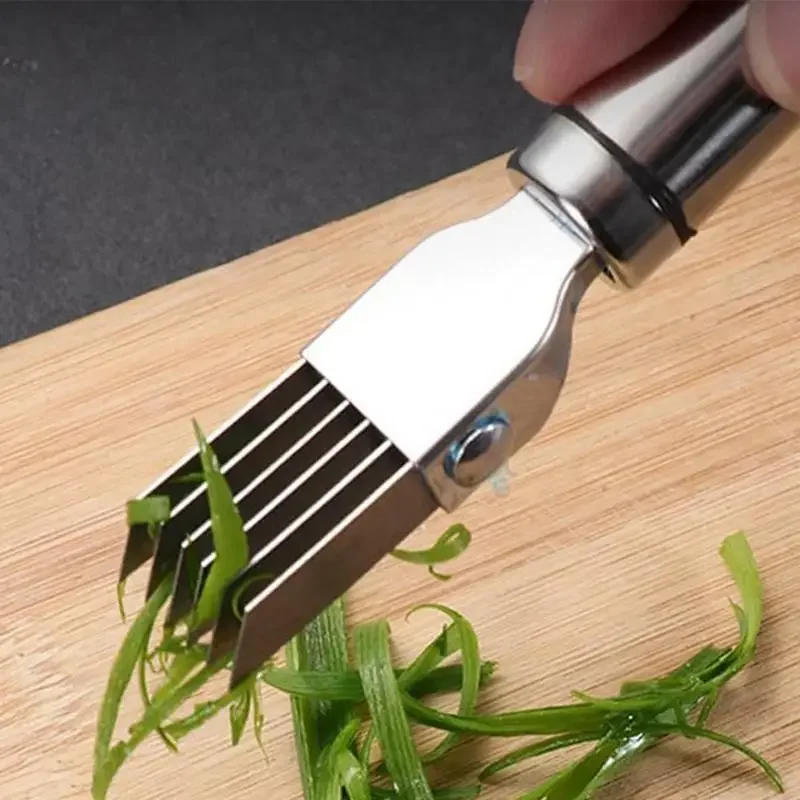 Kitchen Scallion Cutter Stainless Steel Fruit Splitter Labor-saving Kitchen Accessory  for Onion Ginger Garlic Cutting Tool