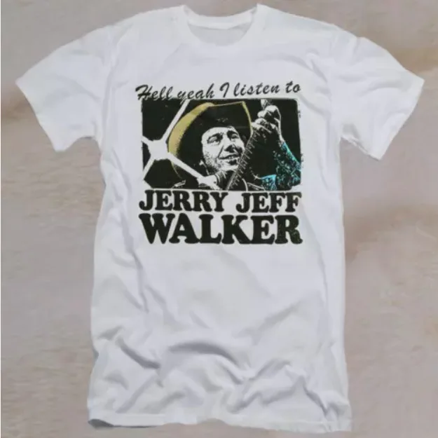 Vintage Jerry Jeff Walker Hell Yeah I Listen To 90s White Full Size T Shirt