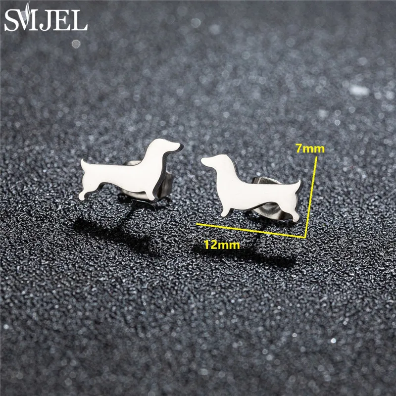 Lovely Stainless Steel Sausage Dog Stud Earrings for Women Fashion Cute Dachshund Earings Small Animal Ear Jewelry Pendientes