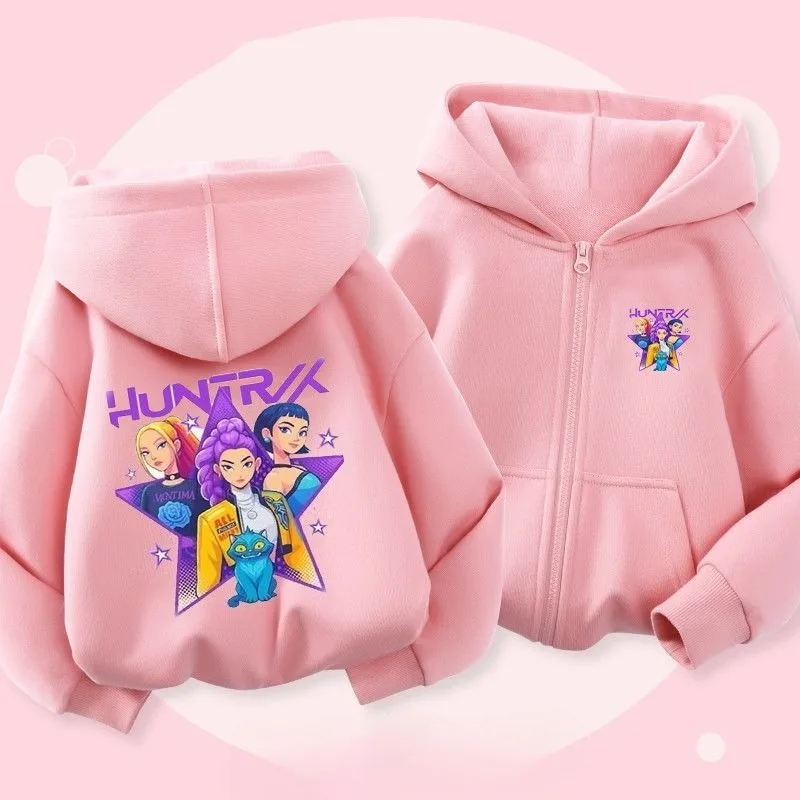 KPop デーモンハンターズ ミラ ルミ ゾイ 新しい甘いクリエイティブなアニメ漫画パターンファッションパーカージッパー緩くて快適なジャケット