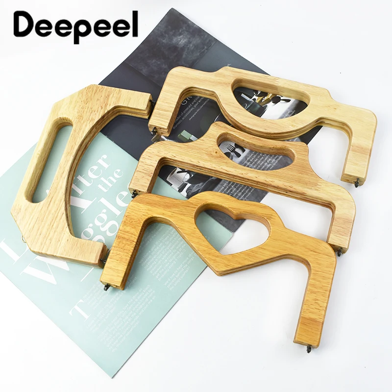 

1Pc Deepeel Wooden Purse Frame Handles DIY Handmade Screw Kiss Clasp Wood Bags Handle Women Handbag Sewing Brackets Accessory