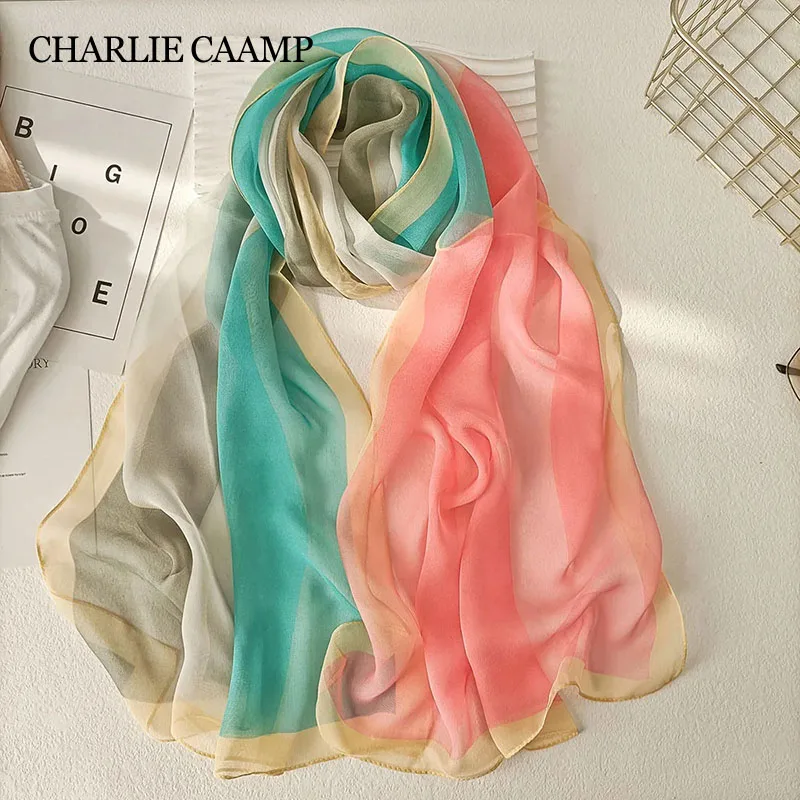 Creativity Splice Gradient Color Elegant Women Chiffon Georgette Bandana Scarf Wrap Female Foulard Scarves Ladies Shawl Hijabs