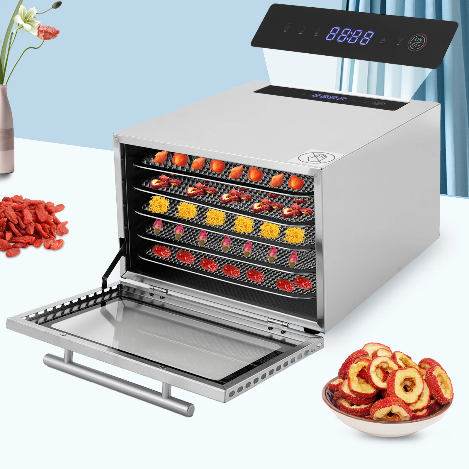 5 Trays Food Dehydrator Machine Stainless Steel Large Capacity Suitable for Drying Vegetables, Fruits, Snacks, Nuts