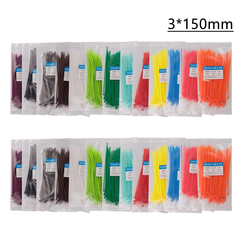 

100/Lot 3*150mm width 2.5mm Colorful Factory Standard Self-locking Plastic Nylon Cable Ties,Wire Zip Tie 3x150