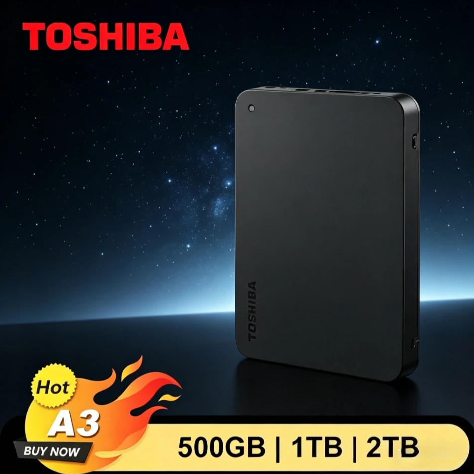 Toshiba Basics A3 Portable External Hard Drive USB 3.0 High Speed Storage HDD for PC Laptop Mac 500GB 1TB Black New