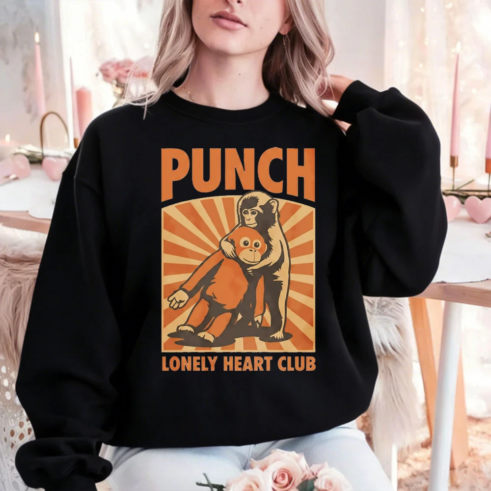 

Винтажный свитшот в стиле панк с принтом PUNCH LONELY HEART Monkey Hug, модный ретро-кэжуал, клубный эстетический стиль, зимние худи в комплекте