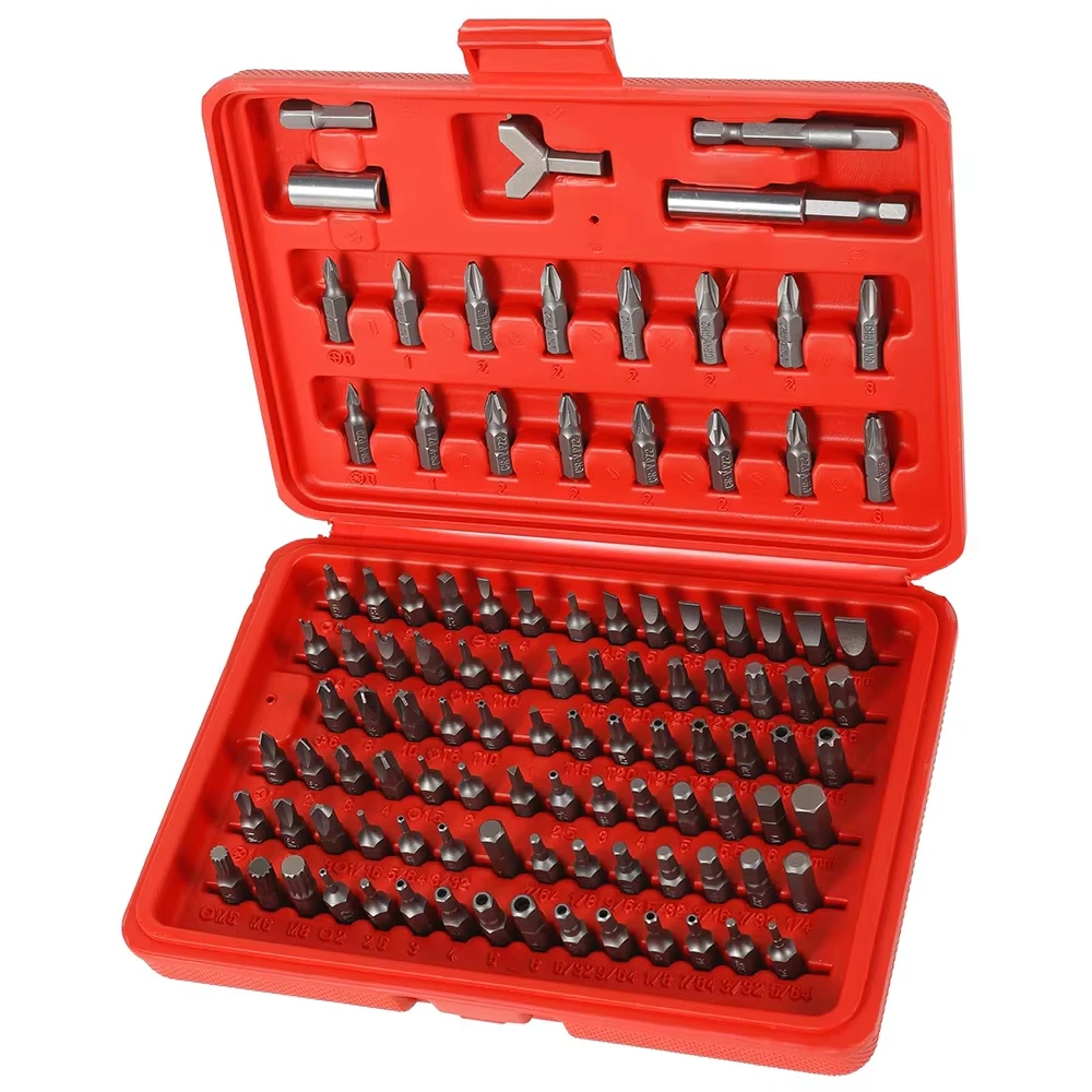 100pcs Screwdriver Bit Set Security Chrome Vanadium CR-V Steel Hex Key Phillips Slotted Tri-Wing Repair Hand Tool Kit