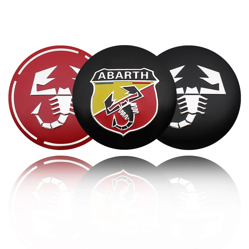 4pcs 56mm Wheel Center Hub Cap Emblem Badge Stickers Car Stying for Fiat Abarth 124 500 Grande Punto Spider 500C 595C 695C Evo