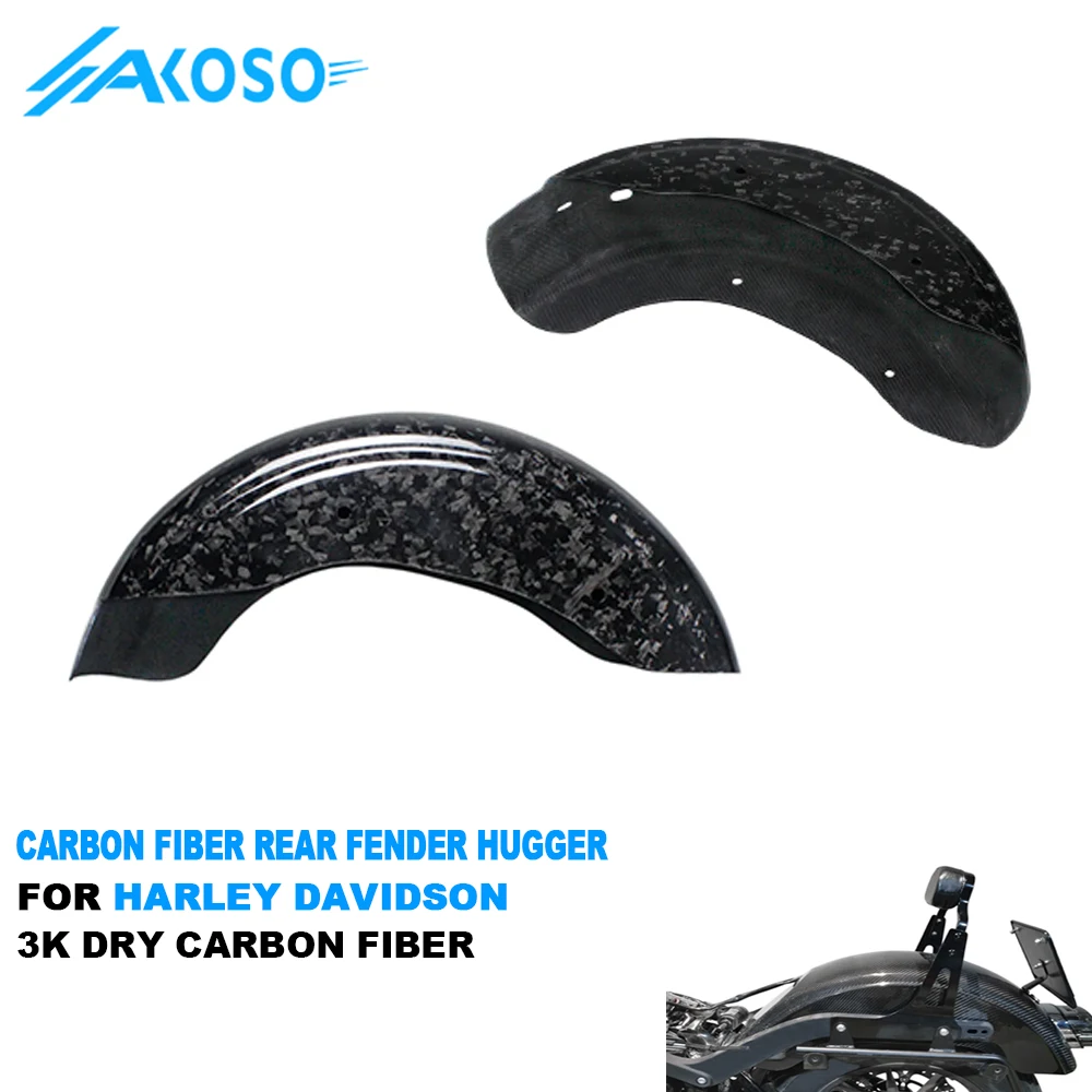 

AKOSO 3K Forged Carbon Fiber Motorcycle Mudguard Rear Fender for Dyna Street Bob Super Glide Low Rider