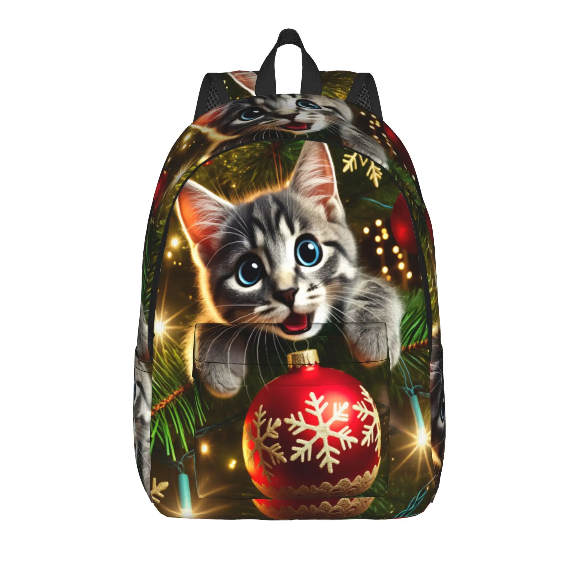 Christmas Cats  Adorable Kittens in Festive Backpack Teen  Lightweight Backpacks Polyester Casual School Bags College Rucksack