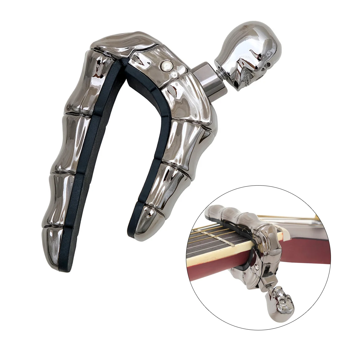 

Zinc Alloy Guitar Capo Acoustic Electric Classical Guitar Capo Skull Head Pressure Adjustable for Banjo Mandolin Bass