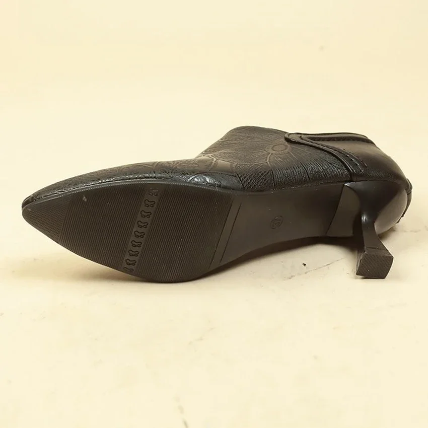 Short for Women Spring Autumn Sexy Stiletto Heel Pointed Toe Bare Boots Female Ankle Boots Shoes English Style Fashio large size