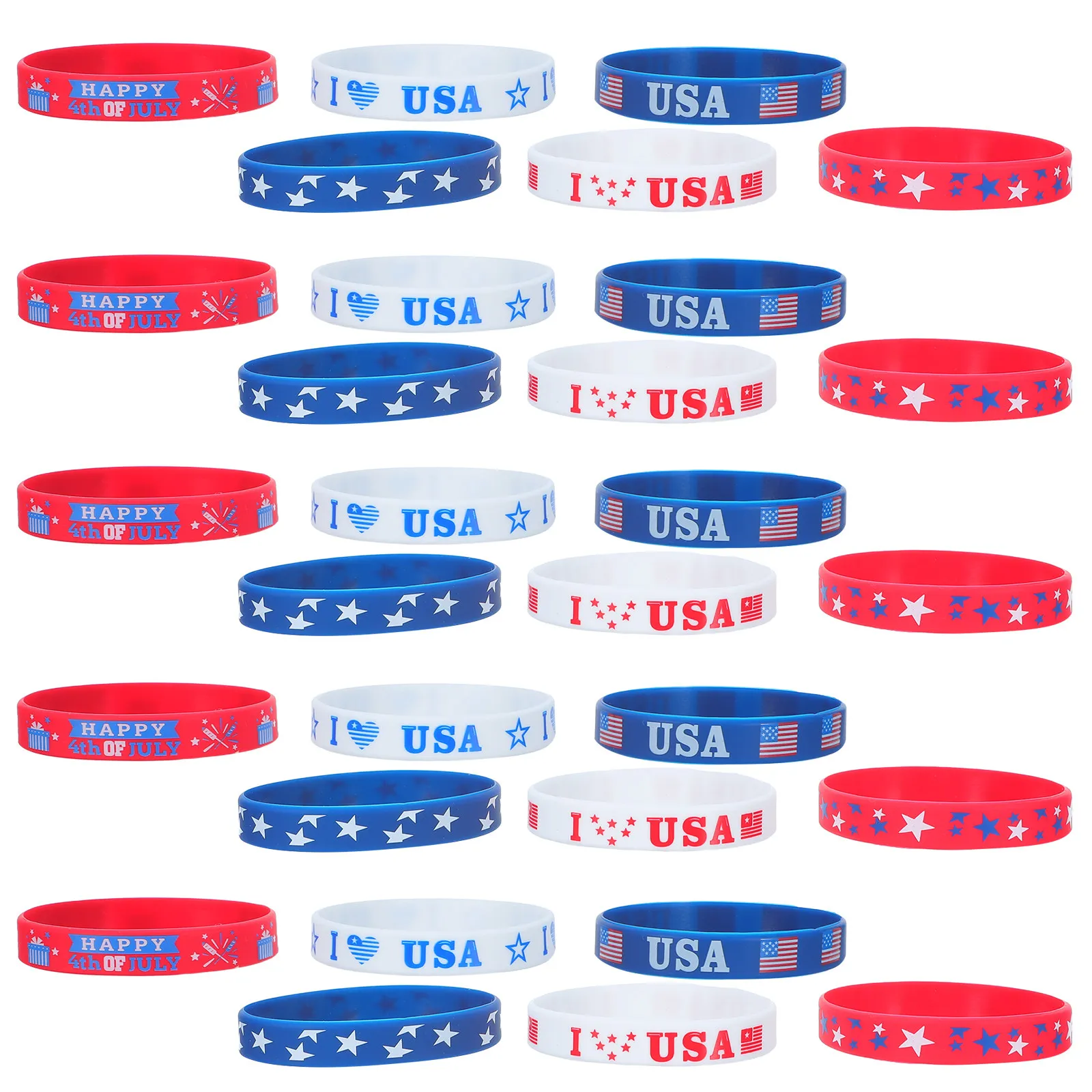 30Pcs 4Th of July Silicone Wristbands Independence Day Patriotic Bracelets American Flag Party Favors 250Th Anniversary