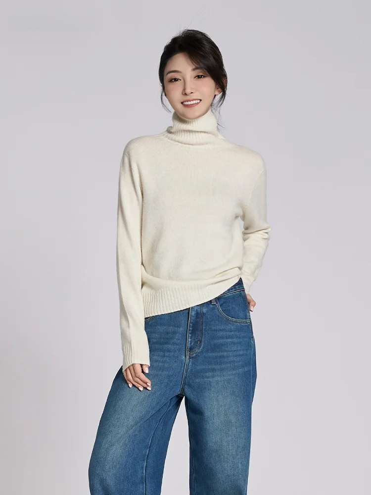 

Модный однотонный вязаный шерстяной свитер Li Ynuo, 100% кашемир, удобный, базовый, для повседневной носки, женский.