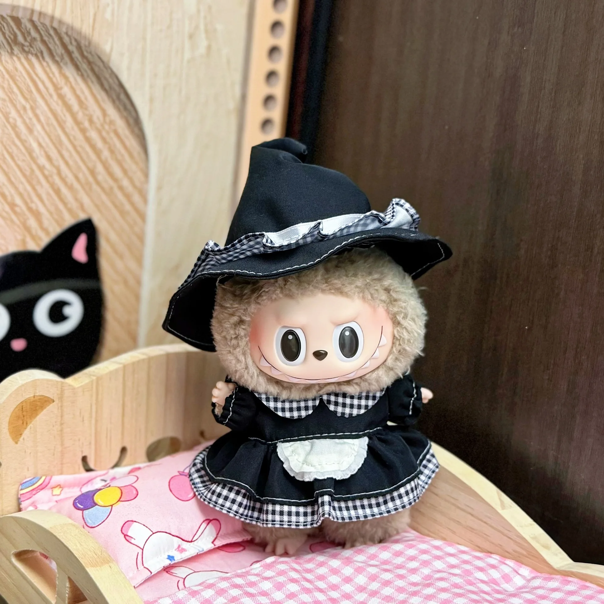 Vêtements de poupée pour 15/17cm, vêtements Labubu, robe noire, Mini vêtements, jouet de bricolage, cadeau pour Fans