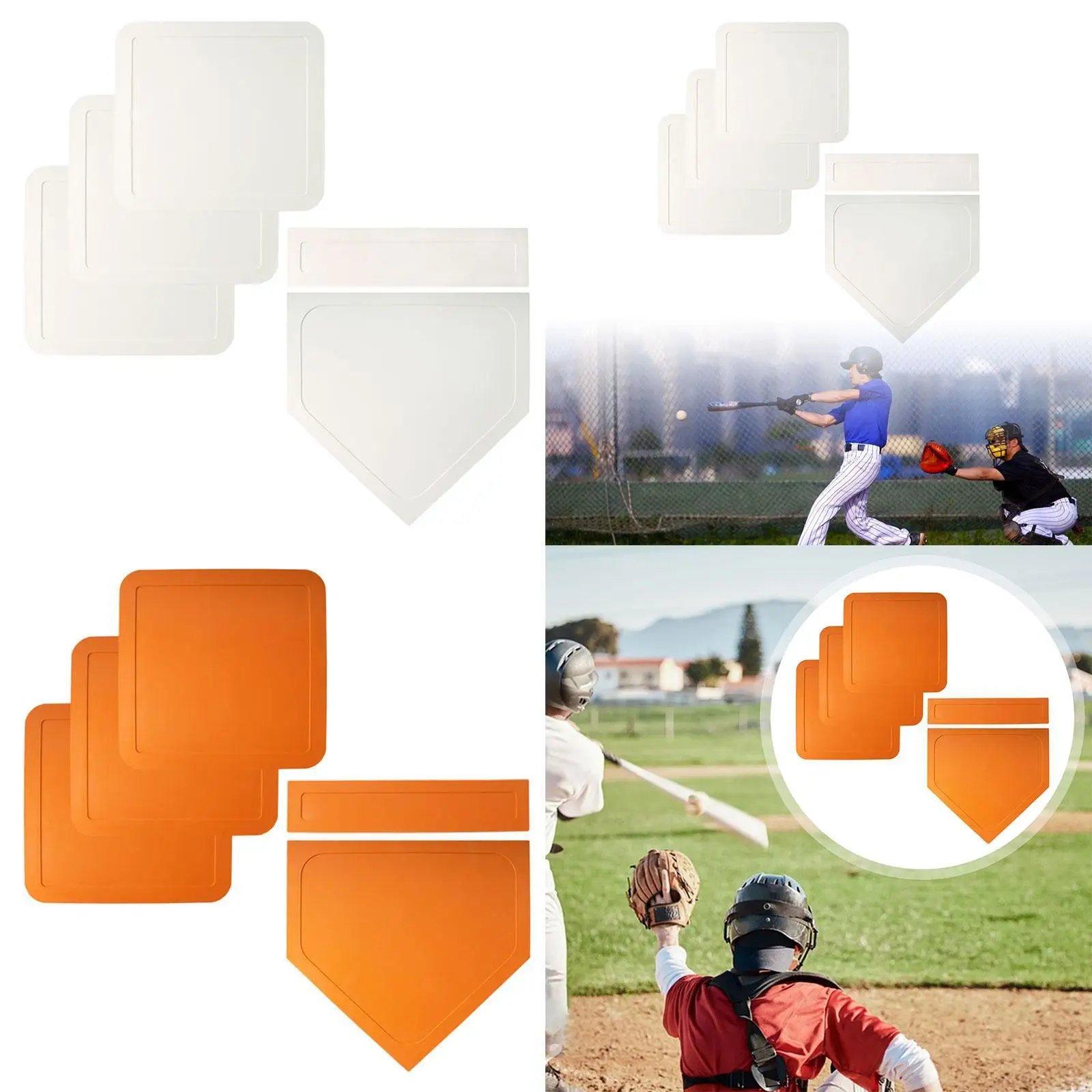 Softball Bases Set,Pitcher Rubber Throw Down Base Set,Training Practice Equipment for Kickball Backyard Game