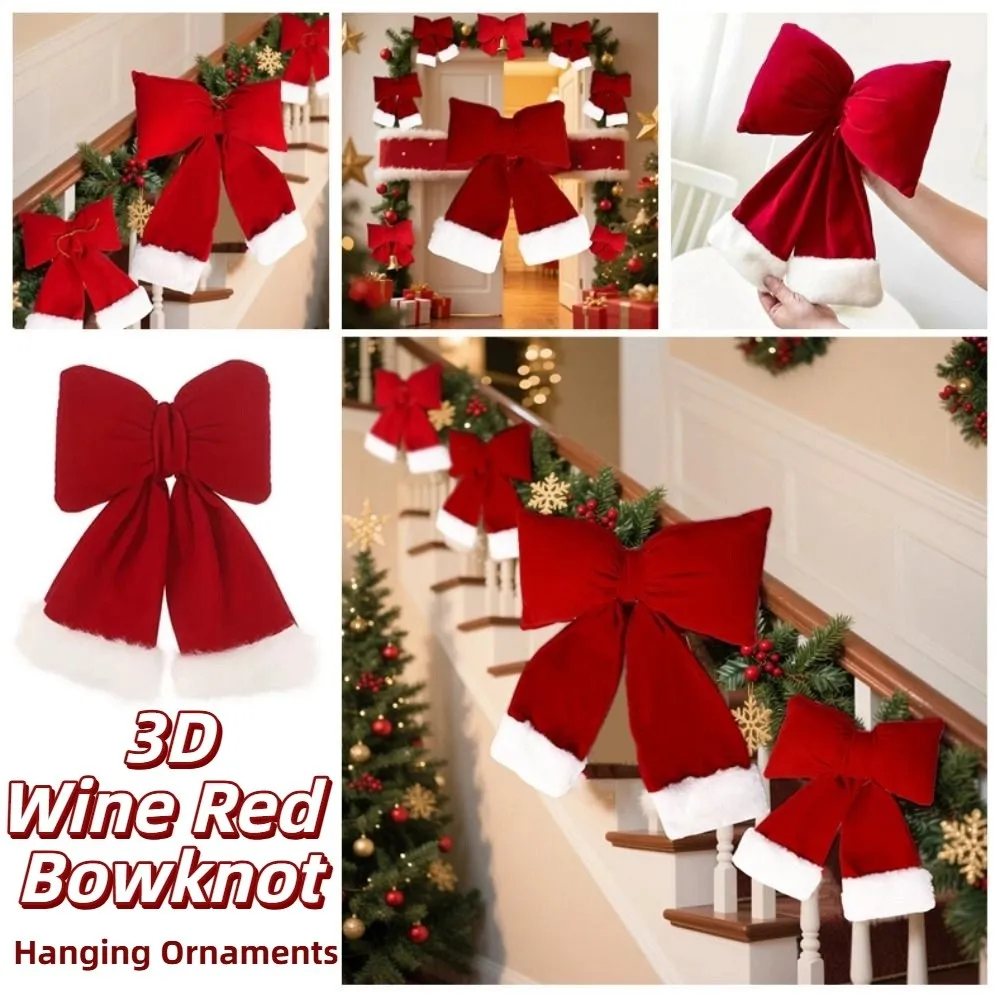 

Creative Christmas Bow Decoration S/M/L Soft Flocking Bow Decoration 3D Velvet Bowknot Hanging Pendant