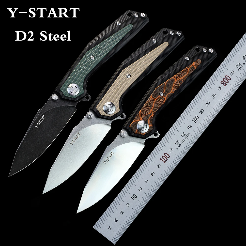 

Y-START Tactical Knife lk5033 D2 Steel Practical G10 Handle Folding Knife Field Defense Self Defense Hand Tools