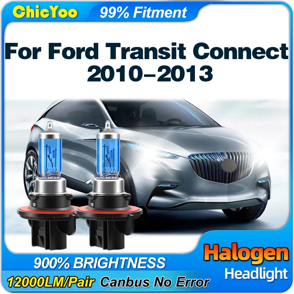 

100W Super Bright Halogen Lamp 12V Auto Headlamp 6000K White Plug And Play For Ford Transit Connect 2010 2011 2012 2013