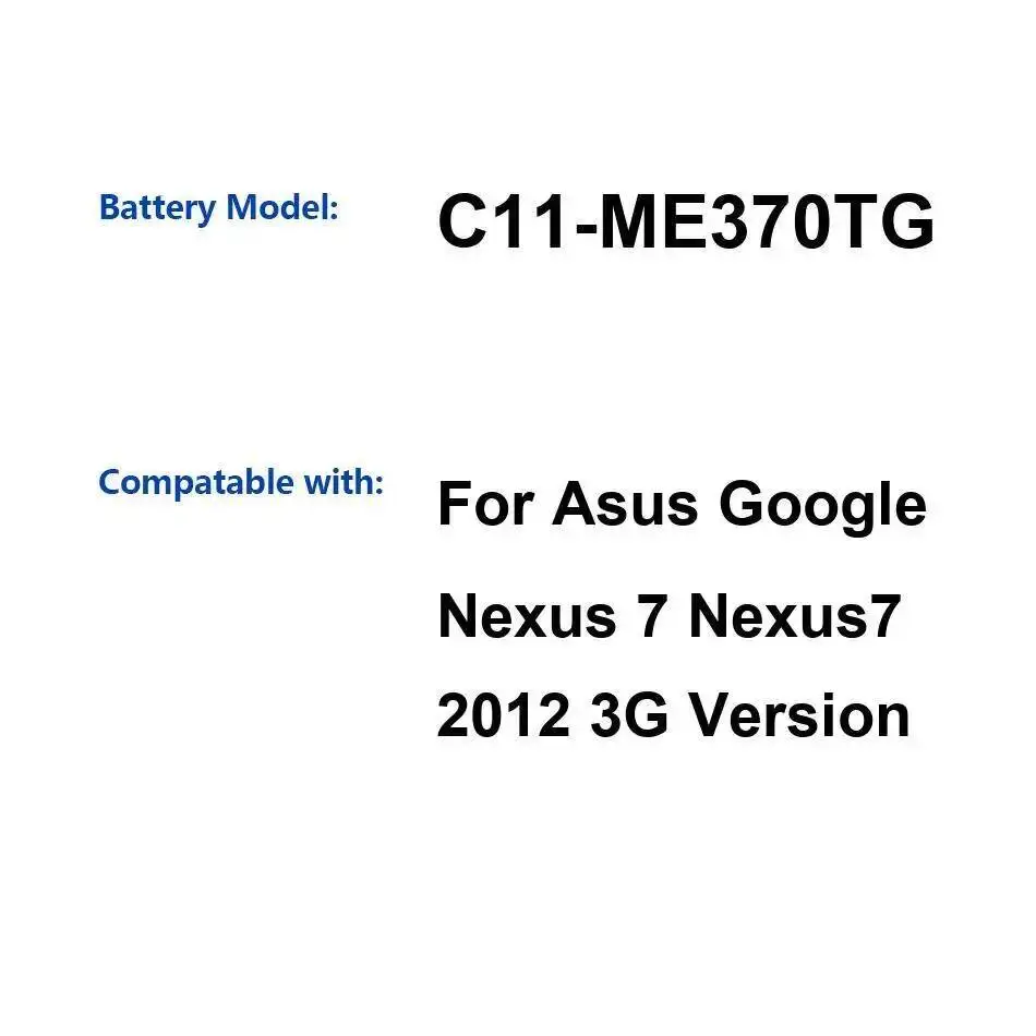 

Прочный C11-ME370TG для Asus Google Nexus 7 2012 3G версия долговечный аккумулятор для планшета 4270 мАч