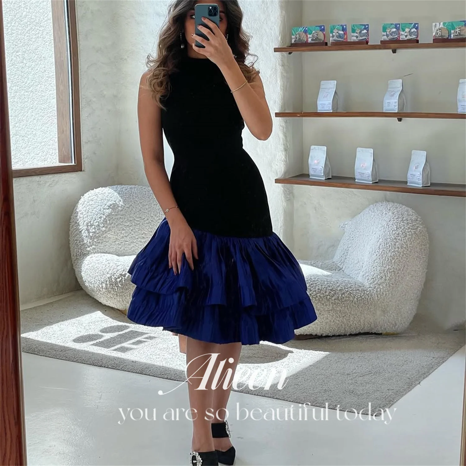 

Aileen Navy Blue Nice Dresses for Women Evening Dress Elegant Gowns Customized Short Style Happy Sharon Evening Dresses 2024