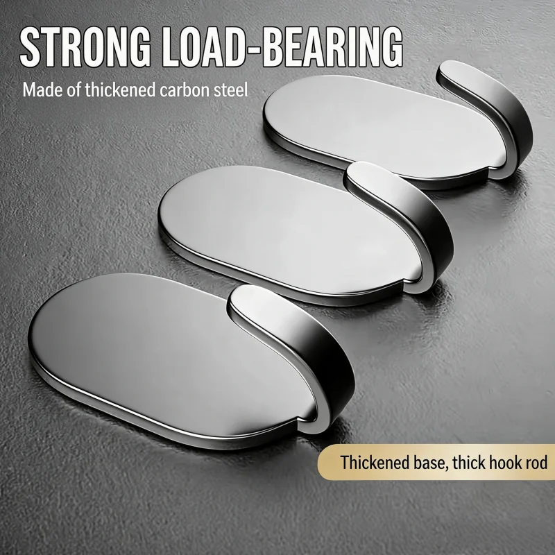 Heavy Load Self Adhesive Stainless Steel Hooks, Drill-Free Removable No Mark Hooks for Home Organizing