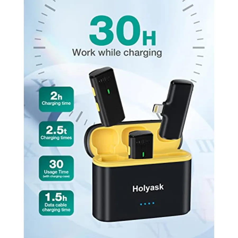 ميكروفون لاسلكي من Lavalier مزود بخاصية إلغاء الضوضاء مع ميكروفون صغيرتين لهاتف iPhone iPad YouTube Facebook وTikTok