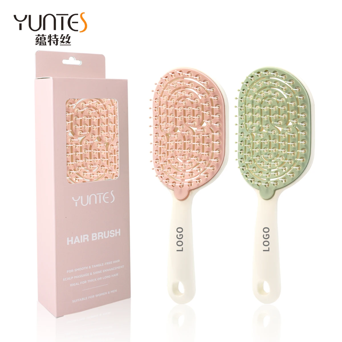Massage Combs Hollow Out Hair Brush Self-Cleaning Rib Comb D