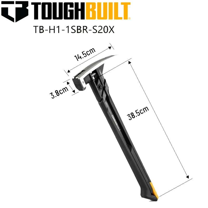 TOUGHBUILT TB-H1-1SBR-S20X/S24X Shockproof Steel Hammer Rubber Handle Magnetic Nail Groove Hammer Shock Stop Hand Tools