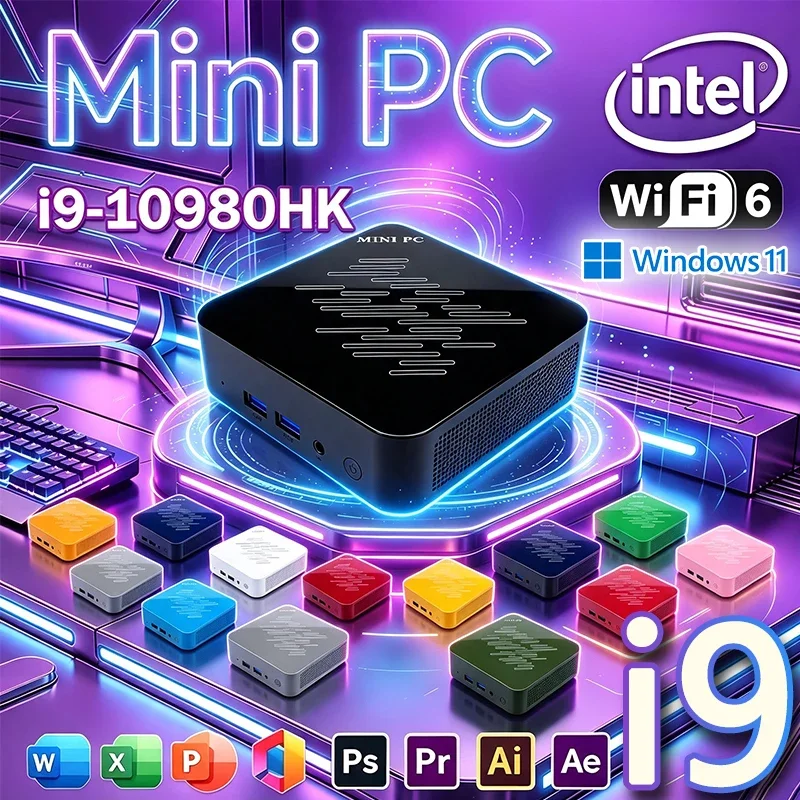 Mini PC Windows 11 Multi-purpose Portable Mini PC Intel Core i9 10980HK 16GB RAM 1TB 2048GB SSD Gaming Computer WiFi6 Desktop PC