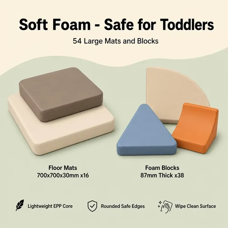 419 Pcs Soft Play Foam Block Set Wipe Clean EPP Core Floor Mats Sensory Boards for Nursery Kindergarten Classroom Equipment