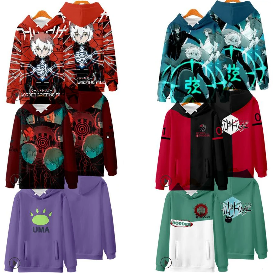 Sweat à capuche Anime World Trigger pour hommes et femmes, sweat Harajuku, pull Hip Hop Streetwear, survêtement à capuche pour hommes, veste de cosplay