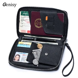 Passport Holder Women Travel Wallet Genuine Leather Rfid Blocking Passport Cover Case Document Organizer with Wrist Strap