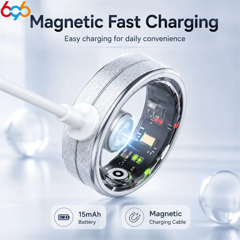 Smart Ring AI Health Analysis Sleep Monitoring Physiological Cycle Remote Photo Capture Magnetic Charging  Body Temperature IP68